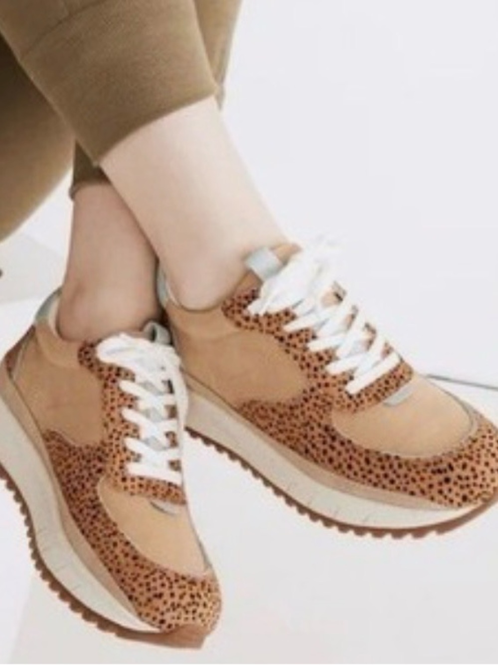 Madewell Brown /Tan Color Block Calf Hair Sneakers size 11